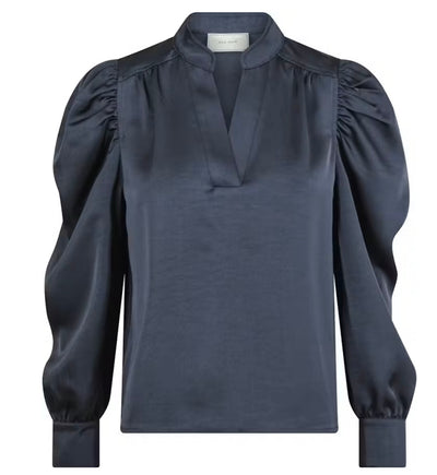 Rosslyn Heavy Sateen Blouse, Midnight Blue