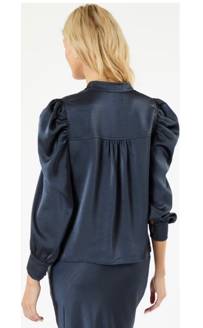 Rosslyn Heavy Sateen Blouse, Midnight Blue