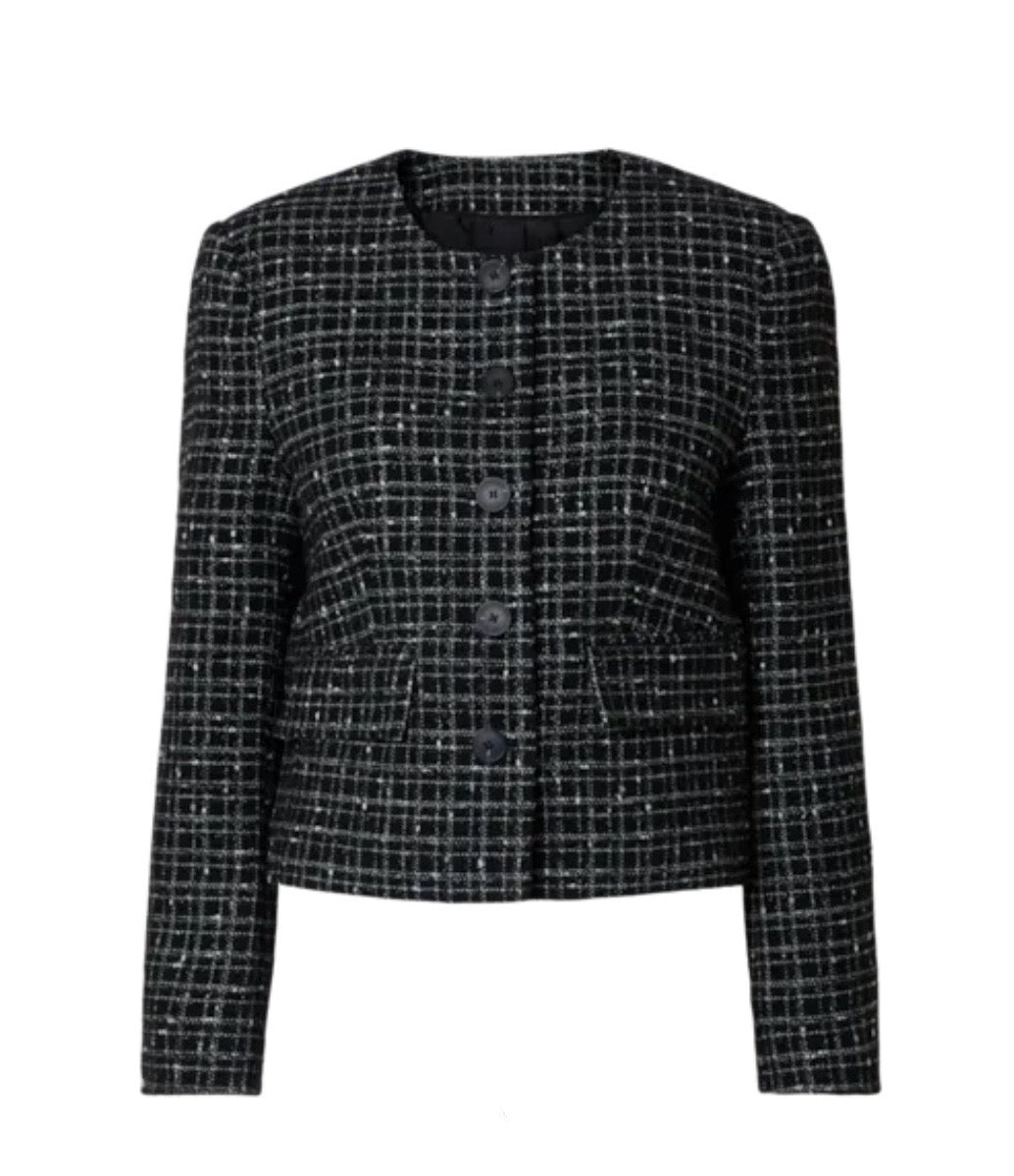 Wilma LS Short Blazer, Black/Checks