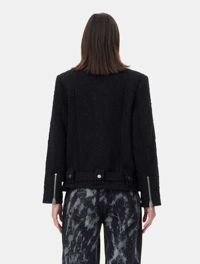 Texture Bouckle Wool Jacket, Black