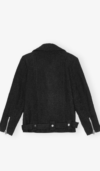 Texture Bouckle Wool Jacket, Black