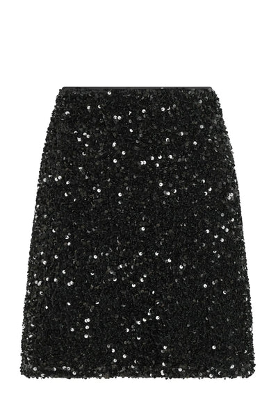 Miva Velvet Sequins Skirt, Black