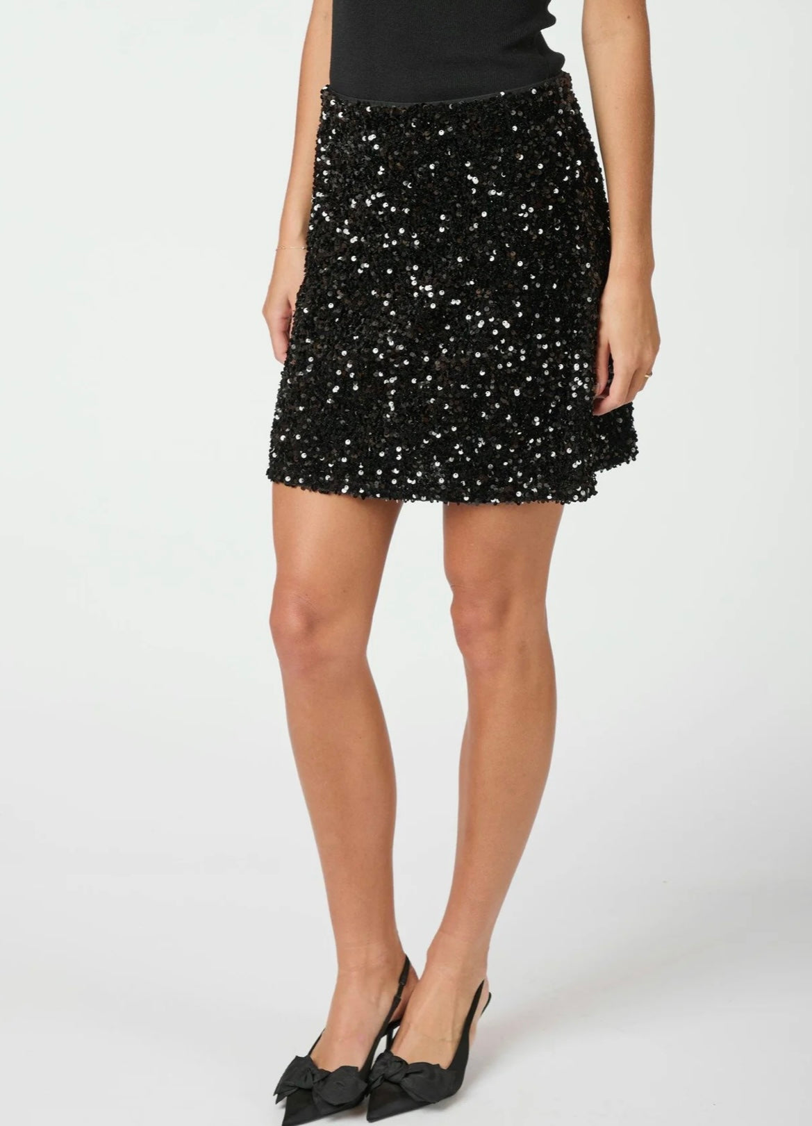 Miva Velvet Sequins Skirt, Black