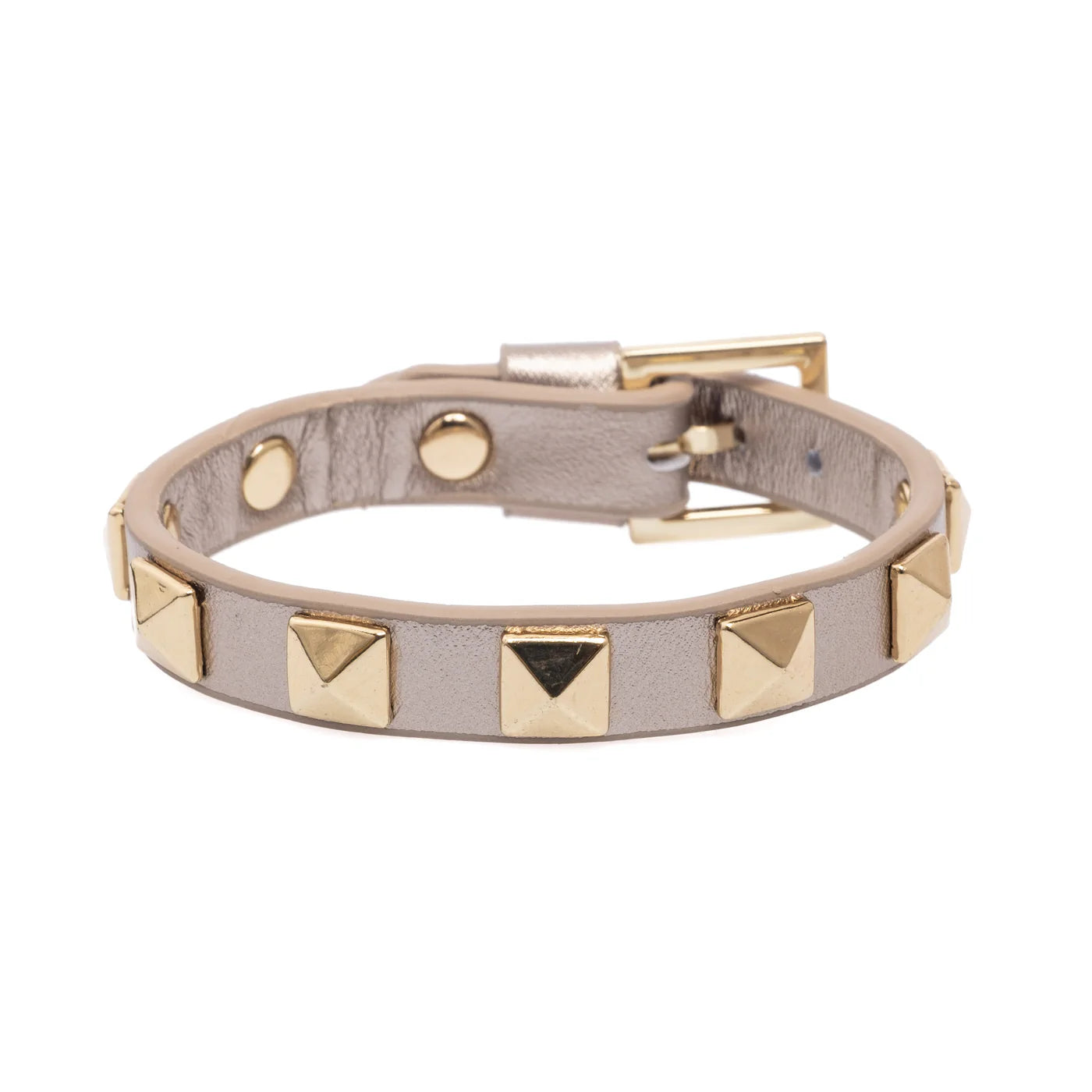 Leather Stud Bracelet, Champagne Metallic