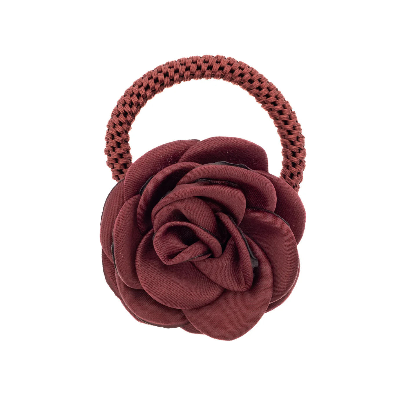 Satin Rose Hair Tie, Maroon