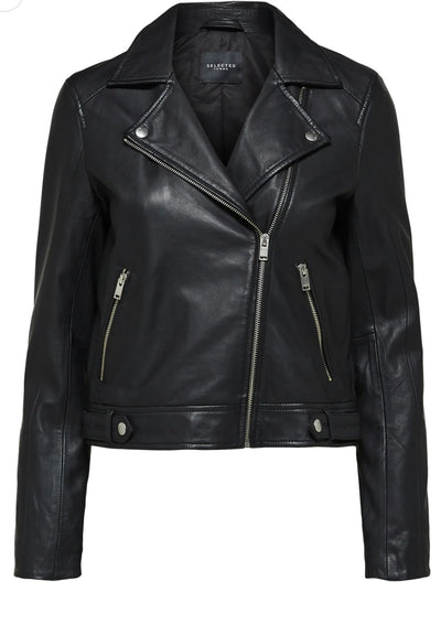 Katie Leather Jacket, Black