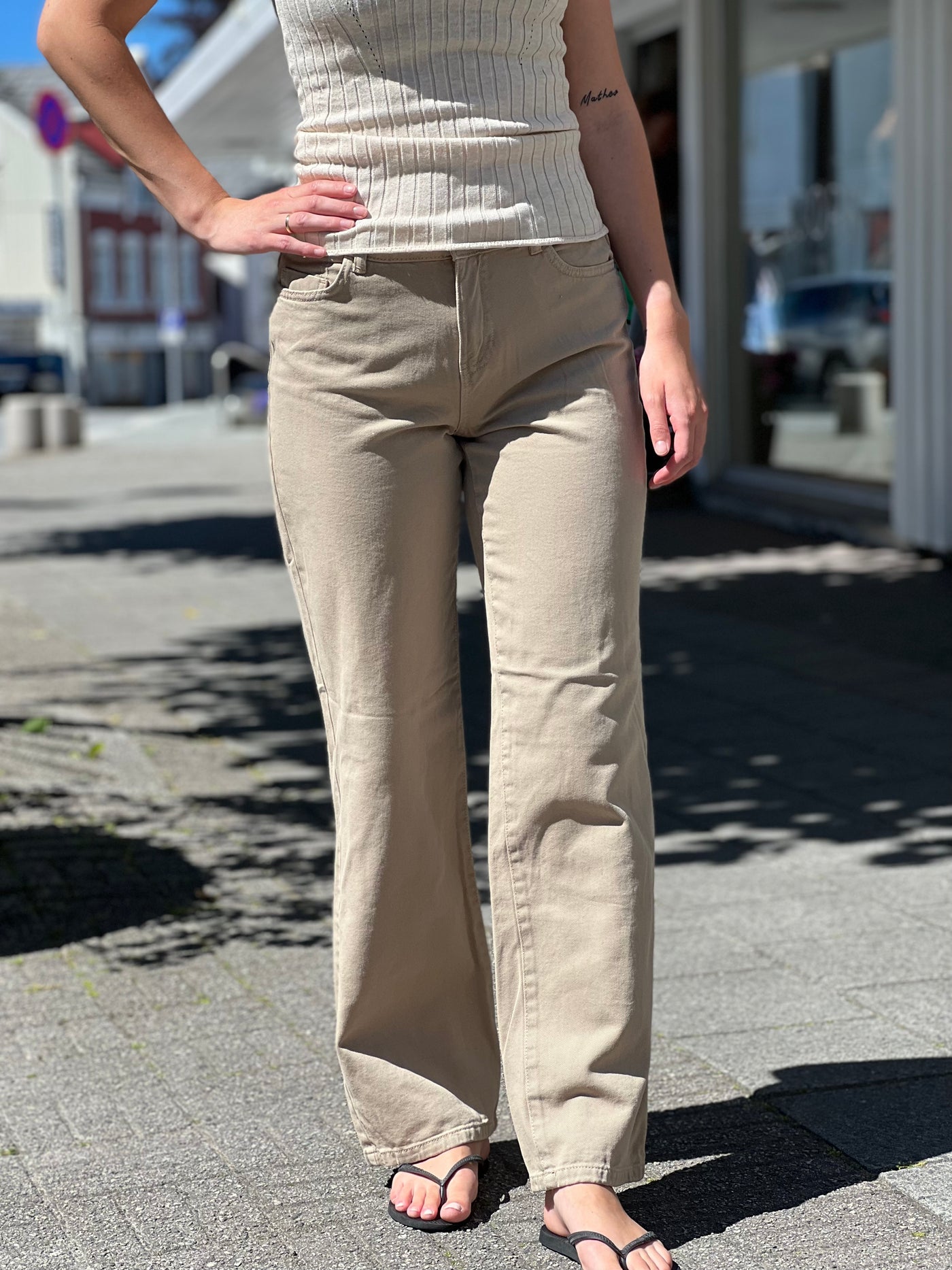 Amanda NW Wide Color Jeans , Irish Cream